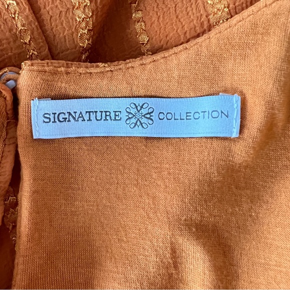 Ladies Top - Tunic - Textured Chiffon - Back Slit - Semi Sheer - Lined - Orange - Picture 10 of 11